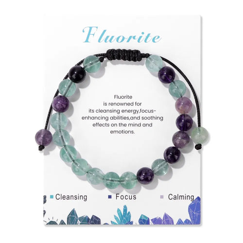 New Natural Stone Amethysts Bracelet with Card 8mm Pink Quartz