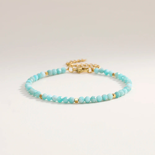 3mm Faceted African Turquoise Nature Stone Beaded Bracelet For Women