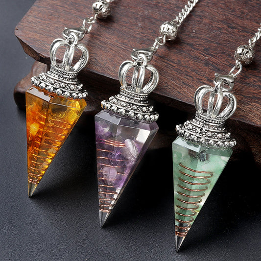 Natural Crystal Pendulum Hexagonal Cone Pendule Agate Quartz Chakras