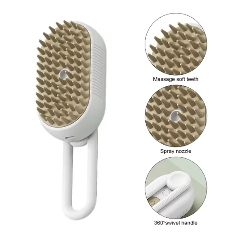 Cat Dog Pet Spray Massage Brush One Button Steam Spray Folding