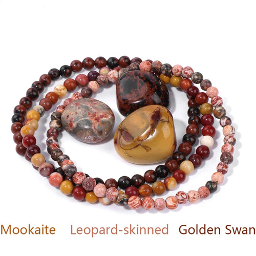 4mm Natural Stone Beads Bracelet With 3pcs Stones Rose Quartzs