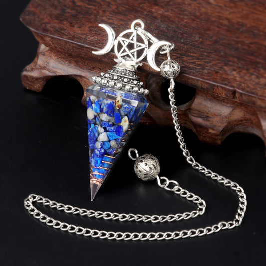 2025 Crystal Stone Pendulum Three Phases Hexagonal Cone Pendant