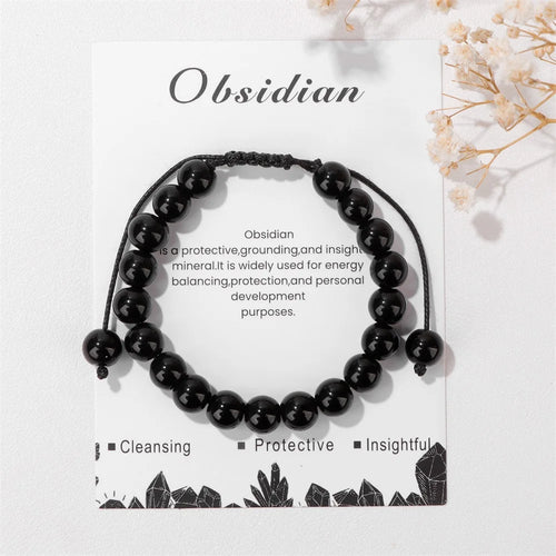 New Natural Stone Amethysts Bracelet with Card 8mm Pink Quartz