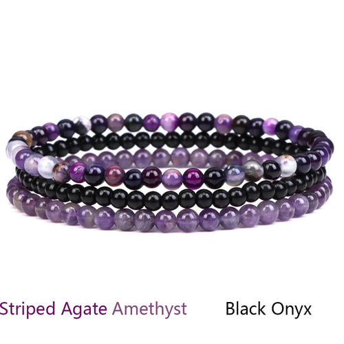 4mm Natural Stone Beads Bracelet With 3pcs Stones Rose Quartzs