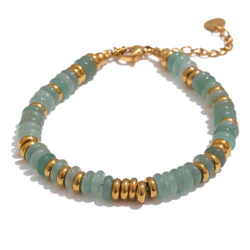 Yhpup Colorful Natural Stone Beads Chain Handmade Bracelet Bangle