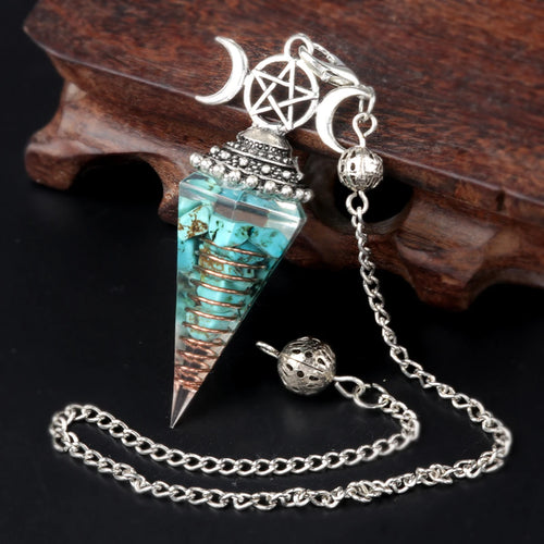 2025 Crystal Stone Pendulum Three Phases Hexagonal Cone Pendant