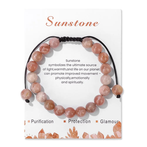 New Natural Stone Amethysts Bracelet with Card 8mm Pink Quartz