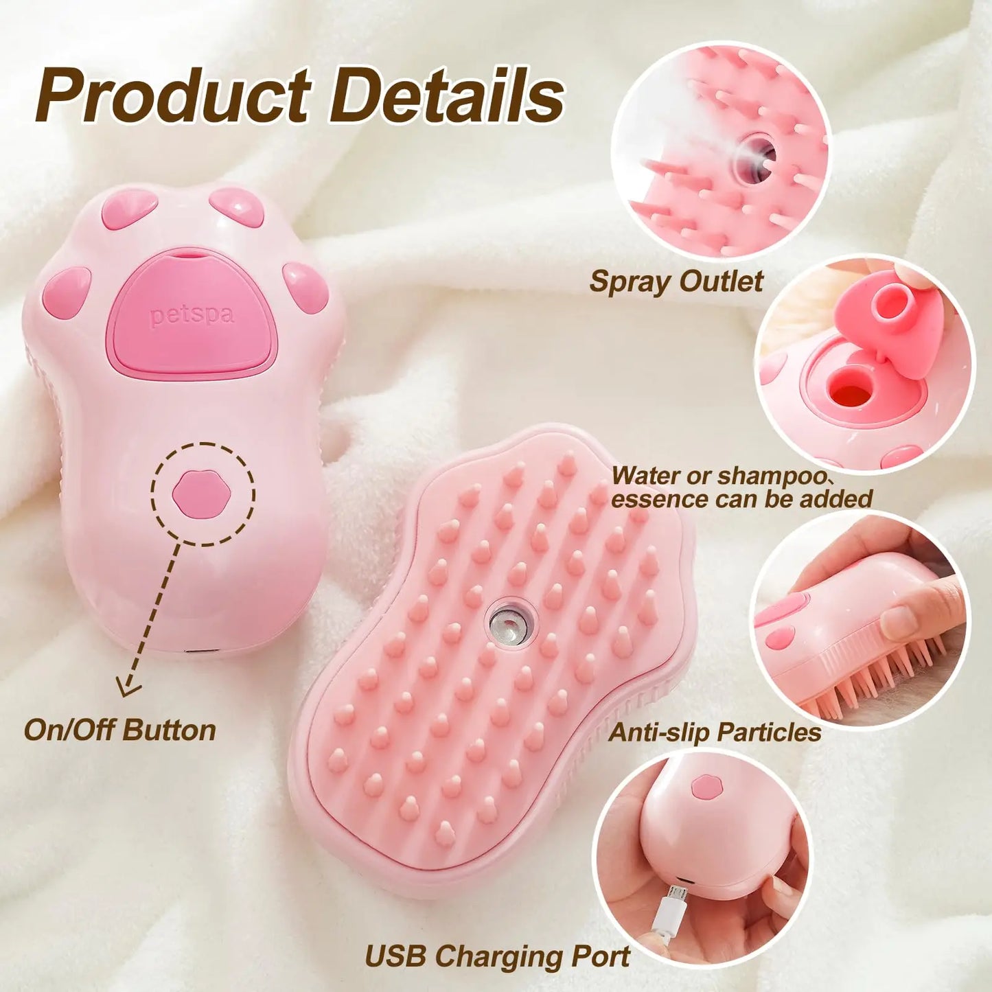 3 in 1 Pet Brush Cat Steam Brush Comb Dog Brush Electric Spray Cat