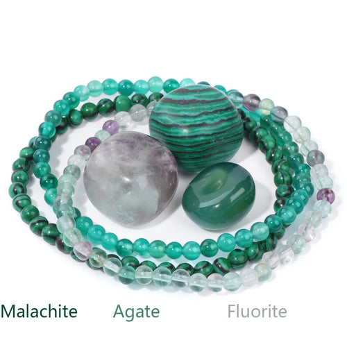 4mm Natural Stone Beads Bracelet With 3pcs Stones Rose Quartzs