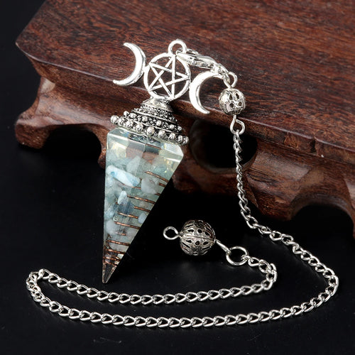 2025 Crystal Stone Pendulum Three Phases Hexagonal Cone Pendant