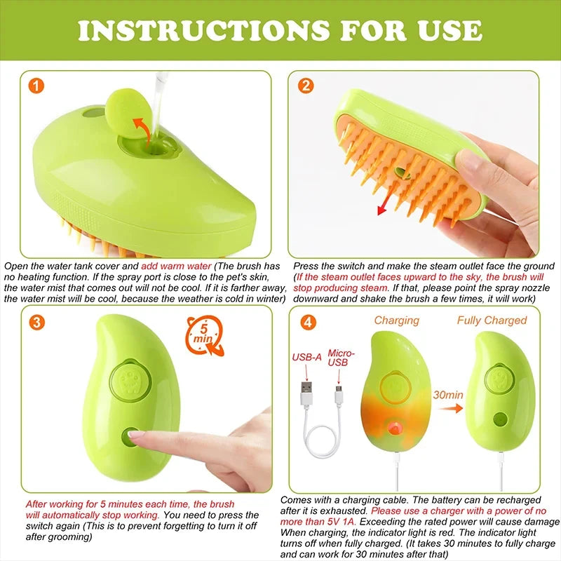 Pet Grooming Brush Electric Spray Water Spray Kitten Pet Comb Soft