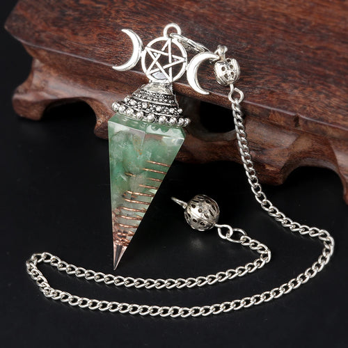 2025 Crystal Stone Pendulum Three Phases Hexagonal Cone Pendant