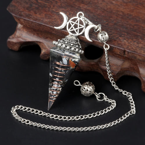 2025 Crystal Stone Pendulum Three Phases Hexagonal Cone Pendant