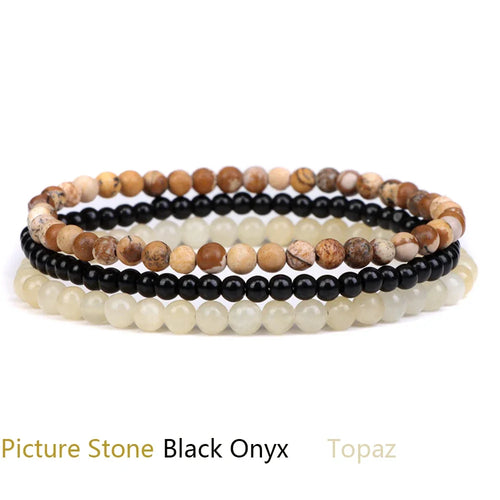 4mm Natural Stone Beads Bracelet With 3pcs Stones Rose Quartzs