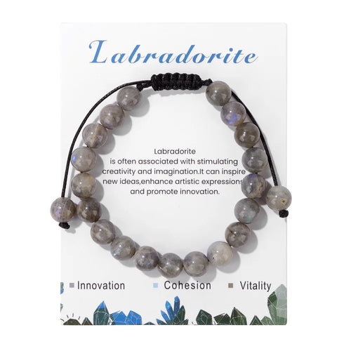 New Natural Stone Amethysts Bracelet with Card 8mm Pink Quartz