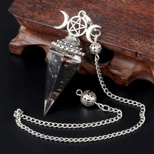2025 Crystal Stone Pendulum Three Phases Hexagonal Cone Pendant