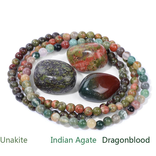 4mm Natural Stone Beads Bracelet With 3pcs Stones Rose Quartzs