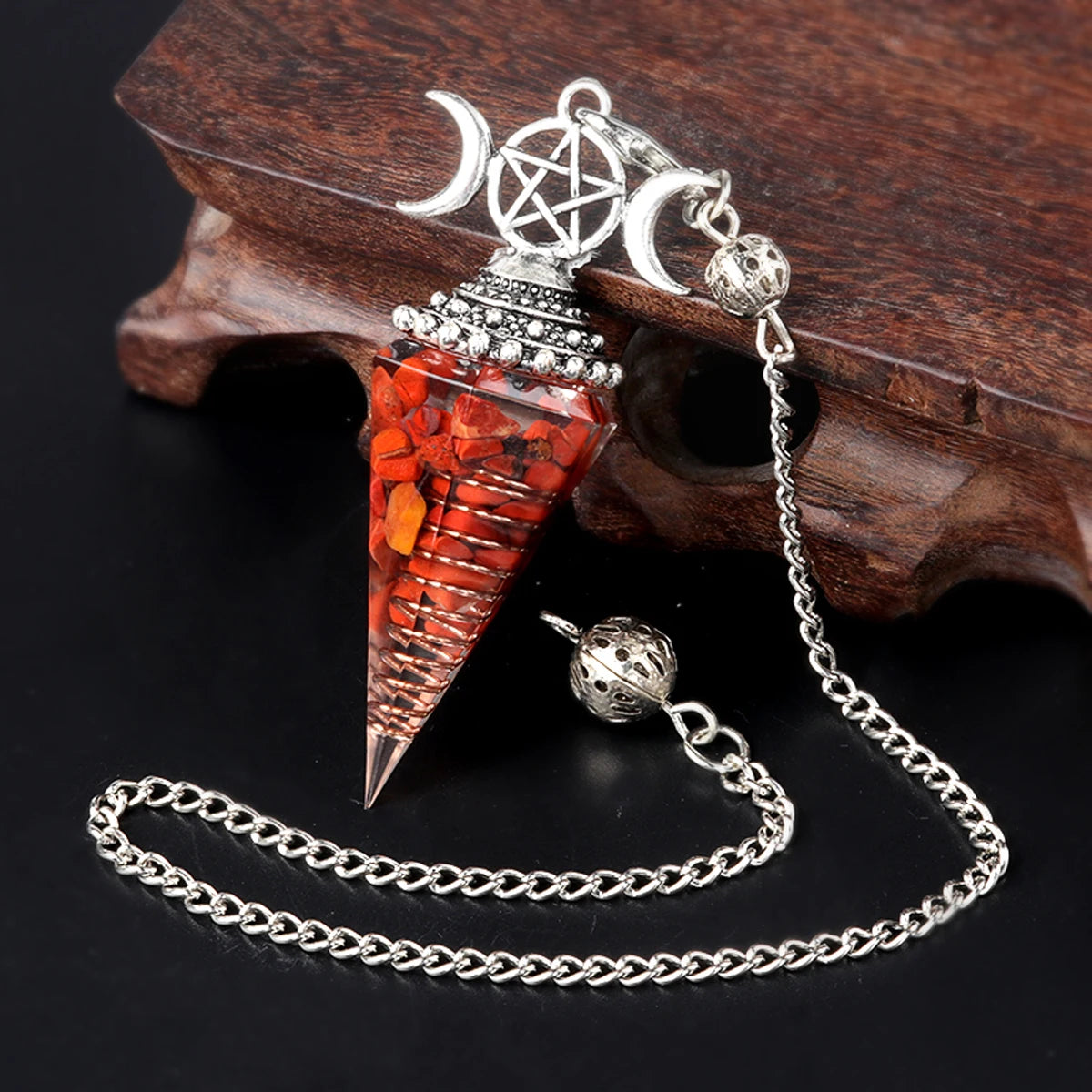 2025 Crystal Stone Pendulum Three Phases Hexagonal Cone Pendant