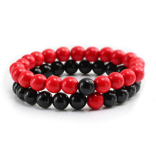 Set Bracelet Couples Distance Black White Natural Lava Stone Tiger Eye