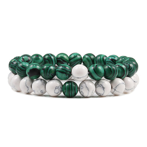 Set Bracelet Couples Distance Black White Natural Lava Stone Tiger Eye