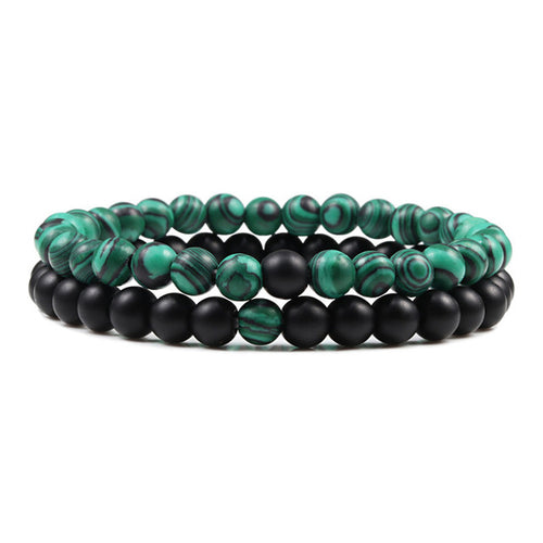 Set Bracelet Couples Distance Black White Natural Lava Stone Tiger Eye
