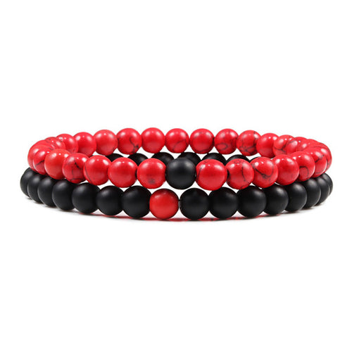 Set Bracelet Couples Distance Black White Natural Lava Stone Tiger Eye