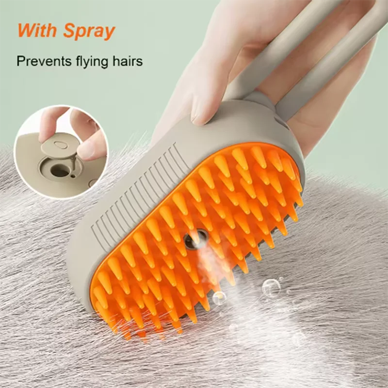 Cat Dog Pet Spray Massage Brush One Button Steam Spray Folding