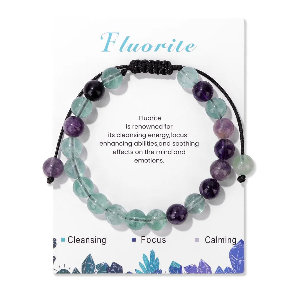 New Natural Stone Amethysts Bracelet with Card 8mm Pink Quartz