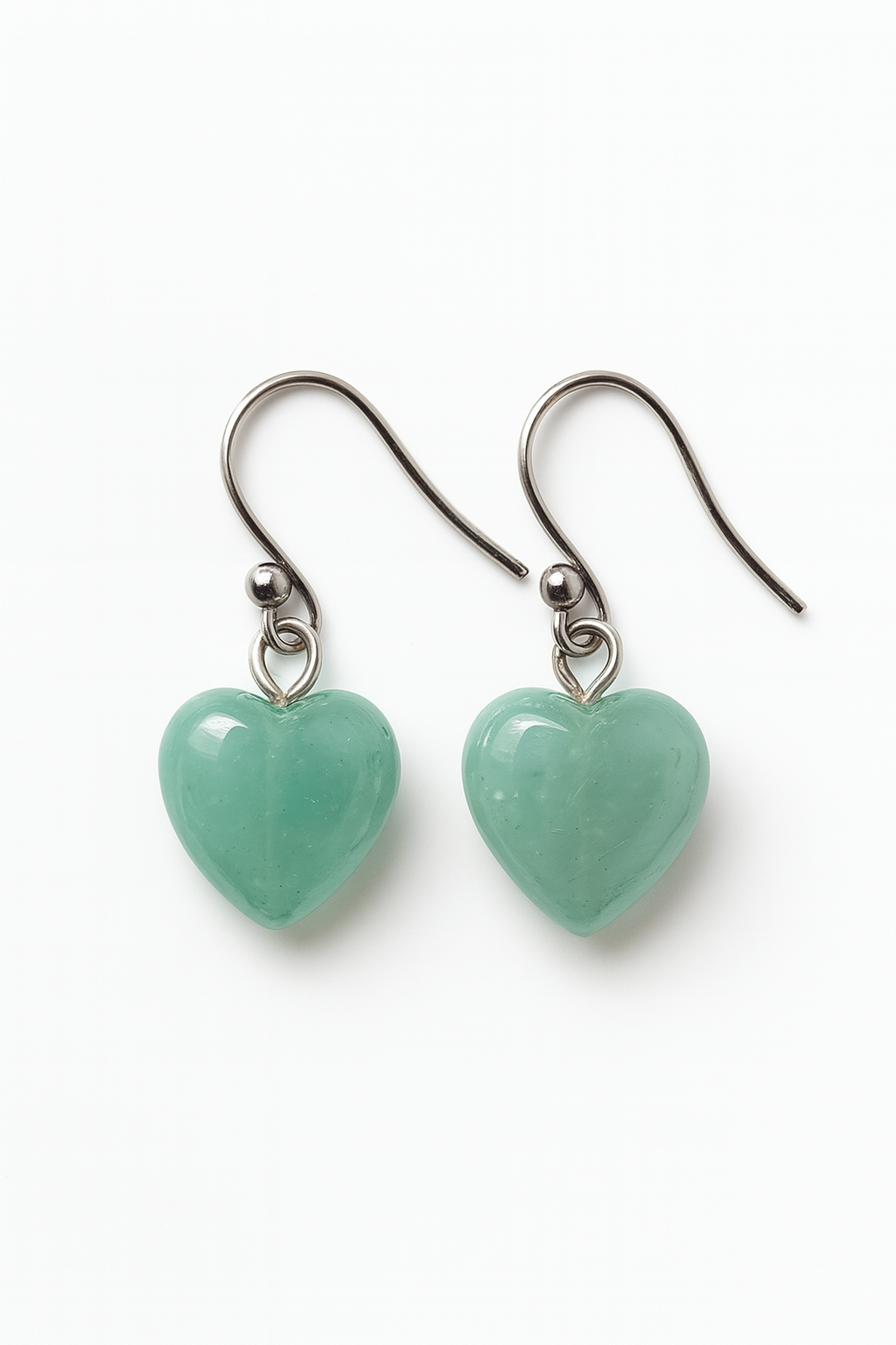 Handmade Heart Earrings with Green Aventurine
