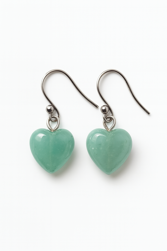 Handmade Heart Earrings with Green Aventurine