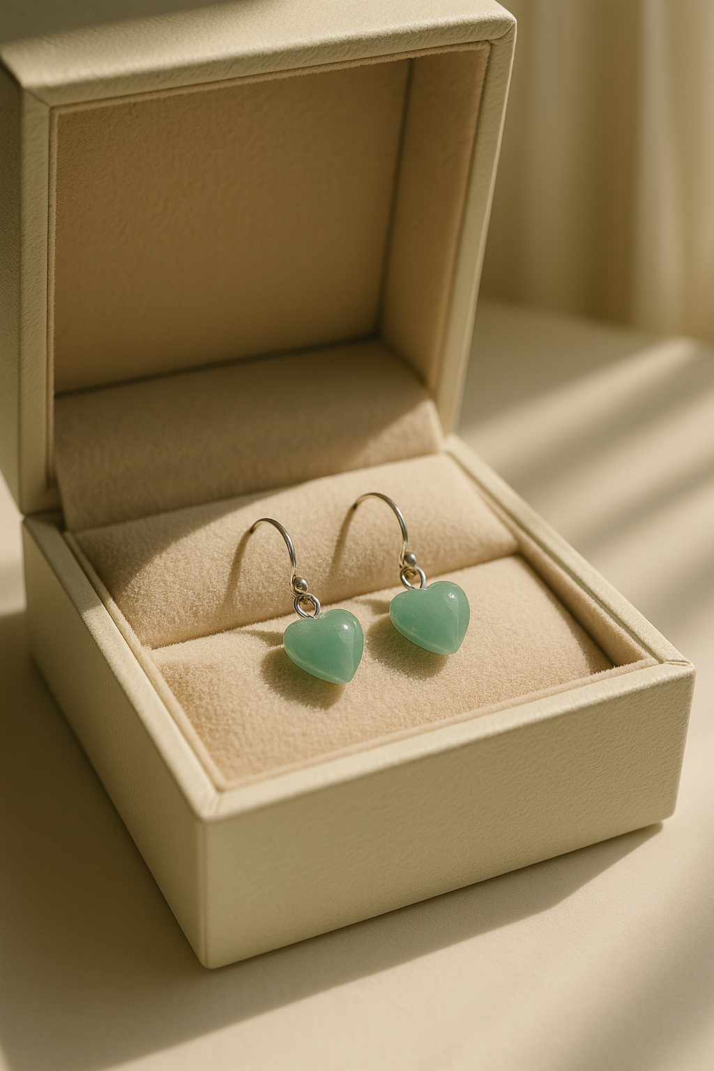 Handmade Heart Earrings with Green Aventurine